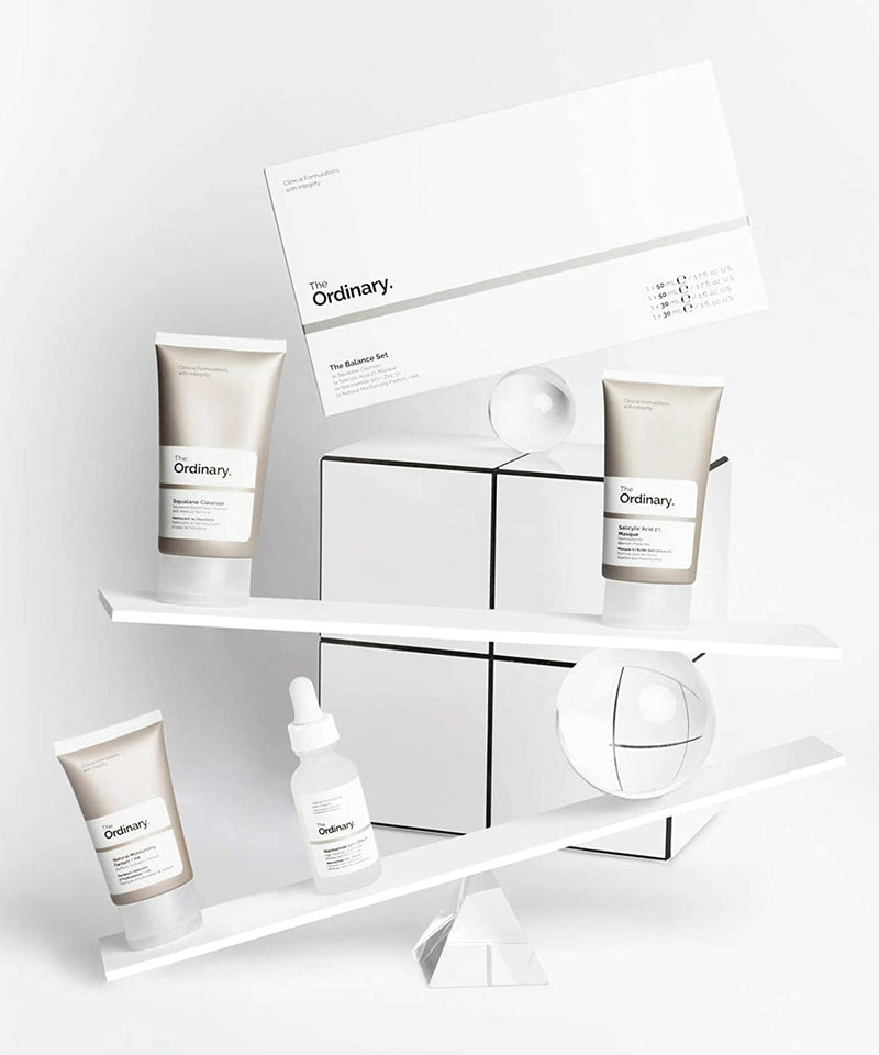 The Ordinary The Balance Set (4 Pcs: Squalance Cleanser + Salicylic Acid 2% Masque + Niacinamide 10% + Zinc 1% + Natural Moisturizing Factors + HA) DECIEM