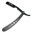Classic Samurai New Ergonomic Design Stainless Steel Professional Folding Straight Edge Barber Razor Shavette Manual Shaver with 100 Shark Single Blades (Matte Black + 100 Shark Blades) Classic Samurai