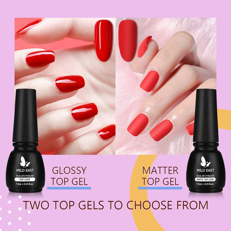 MILD EAST Gel Nail Polish Kit, 6 Colors Nude Pink Gel Nail Polish UV Gel Glitter Nail Polish with Acrylic Powder, Glossy/Matte Nail Polish Gift Set for Women MILD EAST