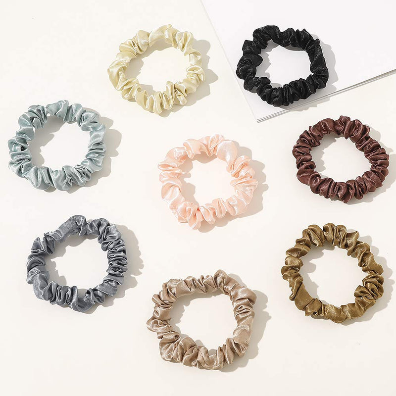Scrunchies Silk Satin Hair Ties - Elestics Ponytail Holder Hair Bands Small Scrunchy For Thick Curl Hair No Crease Hair Ties Accessories Soft Ropes No Hurt Your Hair for Women and Girls Ivyu