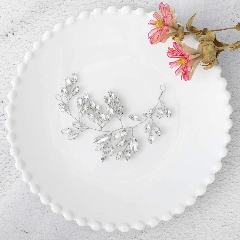Yean Wedding Hair Vine Rhinestone Bridal Hair Piece Fashion Hair Accessories for Women and Girls(5.9in/15cm) (Silver) Yean