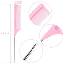 2 Pieces Tail Combs Carbon Fiber Teasing Combs Rat Tail Lifting Combs Styling Combs for Hair Salon or Home Supplies (Pink) Leinuosen