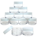 Beauticom 12 Pieces 20G/20ML Round Clear Jars with WHITE Lids for Lotion, Creams, Toners, Lip Balms, Makeup Samples - BPA Free Beauticom
