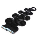 Wavy Tape in Hair Extensions Human Hair 100g 40pcs Body Wave 20 inch Dark Black Long Soft Remy Hair Skin Weft Seamless Invisible Double Side Tape