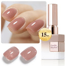 Double Rhythm Translucent Gel Polish Sheer Neutral Natural Light Milky Same Color Same Bottle 15ML Jelly UV Polish Nail Art DIY at Home (Jelly Nude Brown-A1492) Infinity Warehouse