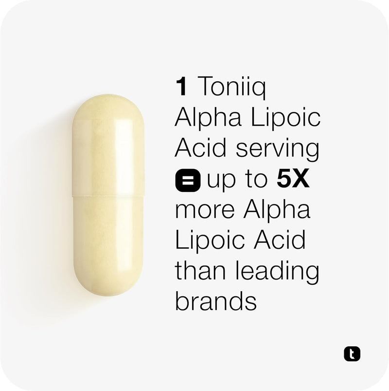 Toniiq 1000mg Ultra High Strength Alpha Lipoic Acid Capsules - Highly Purified 99%+ USP Standard - 120 Capsules ALA Supplement Infinity Warehouse