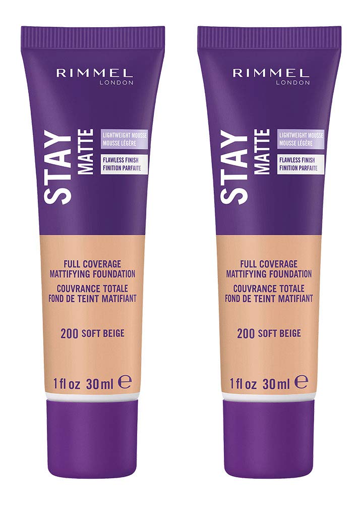 Rimmel Stay Matte Liquid Foundation, Soft Beige, 1 Fl Oz, Pack of 2 Rimmel Store