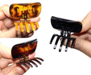 Parcelona French Onde Tortoise Shell Black and Savana Small 2” Celluloid Set of 3 Round Side Slide In Secure Grip Hair Claw for Women and Girls Parcelona