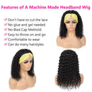 10 Inch Kinky Curly Headband Wig Human Hair for Black Women 150% Density Brazilian Virgin Human Hair Half Wig With Headband Attached Brazilian Virgin None Lace Front Wig Culry Headband Wig Mengkai Hair mengkai Store