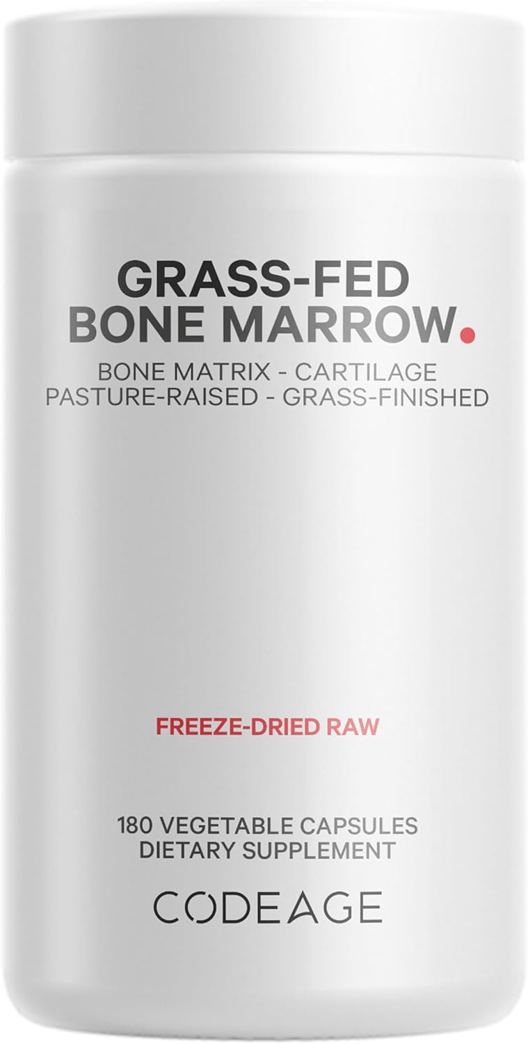 Codeage Grass-Fed Bone Marrow Supplement – Freeze-Dried, Non-Defatted Beef Bone Matrix & Cartilage – 1500mg per Serving, 180 Capsules Infinity Warehouse