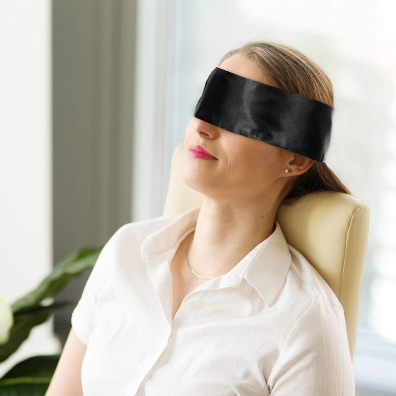 Hestya 2 Pack Sleeping Mask Satin Eye Mask Blindfold, 150 cm (Black Rose Red and Black) HESTYA