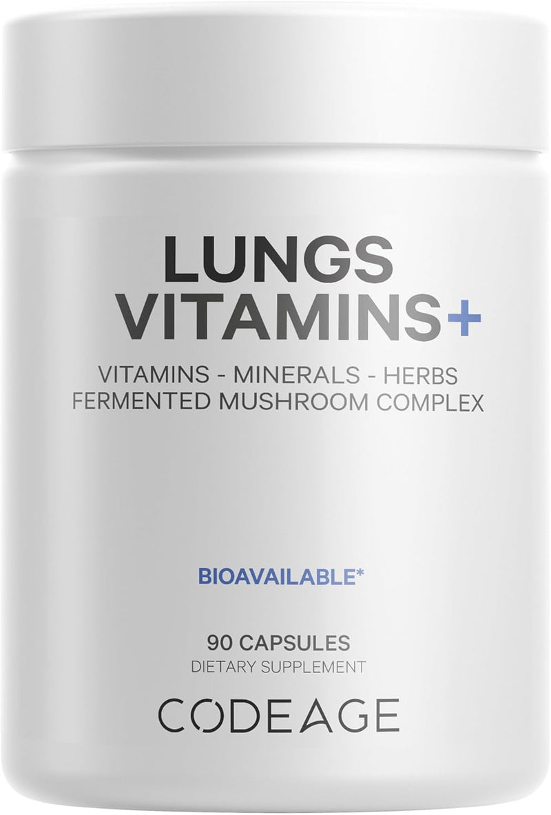 Codeage Lungs Vitamins, A, C, D, E, B6, Milk Thistle Lung Supplement, Zinc & Magnesium, Cordyceps, Reishi, Chaga, Poria, Tylophora, Ginger, Peppermint Leaf Organic Herb Cleanse - Non-GMO - 90 Capsules Infinity Warehouse