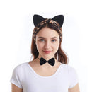 Black Cat Headband Ear with Tail and Bow Tie Halloween Decoration ZONESTA