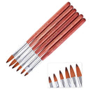 WOKOTO 6Pcs Red Wood Hand Nail Art Brush Set Carving Brush For Acrylic Nail Art Application Builder Crystal Brushes For Nails WOKOTO