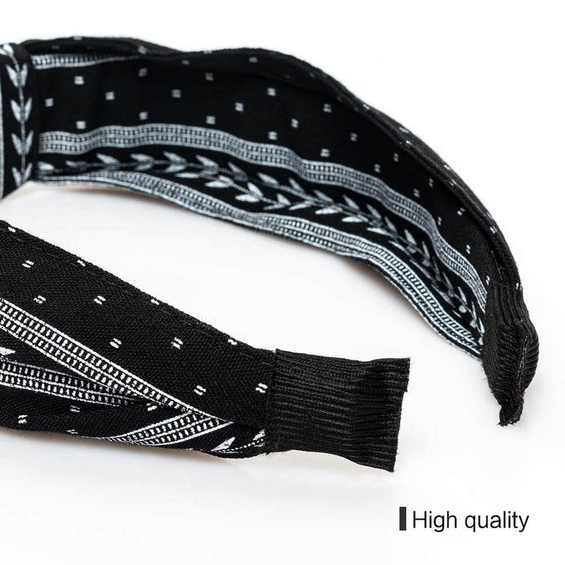 Ebow Yoga Sport Hairband Wide Headbands Knot Turban Headband Hair Band Elastic Hair Accessories for Women and Girls 2 Pcs Set (1Black,1Skyblue) Ebow
