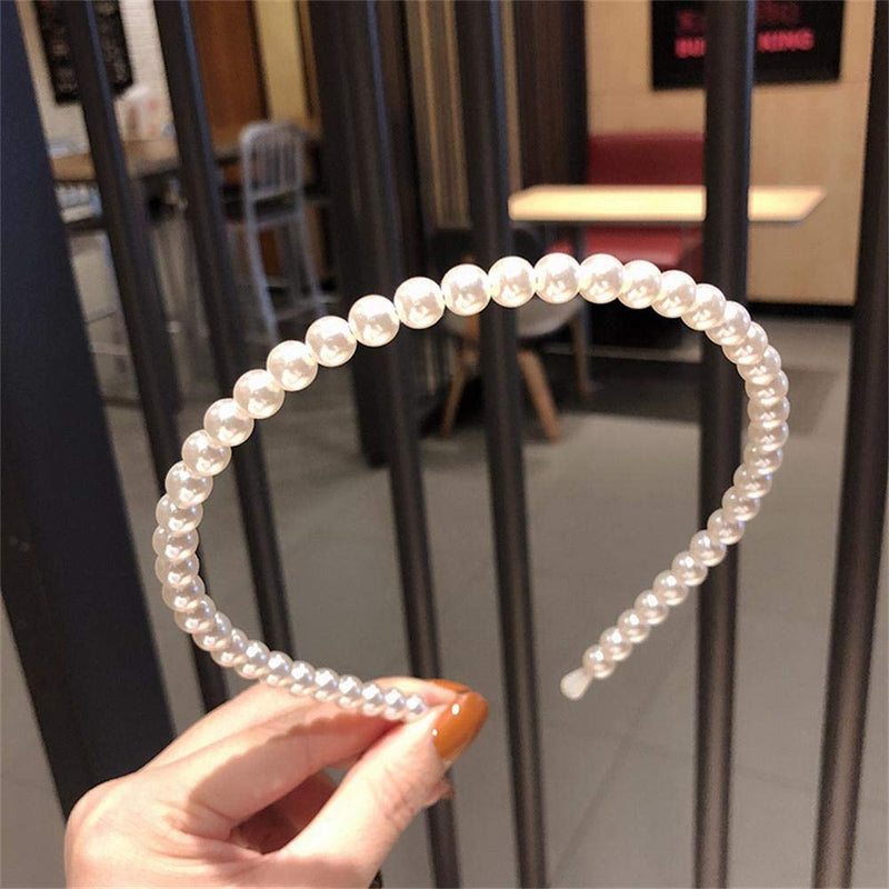 Aoxmas 3pcs White Faux Pearl Hairbands Bridal Hair Hoop Wedding Hair Accessories Pearl Headbands for Women Girls Aoxmas
