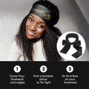 Lace Wig Wrap for Black Hair, 55x4 inches Edge Warp Using Both Sides for Lace Frontal Wigs, Stain Edge Laying Scarf Soft Women's Stain Headband for Yoga, Makeup, Facial, Sport (Black) LEEONS