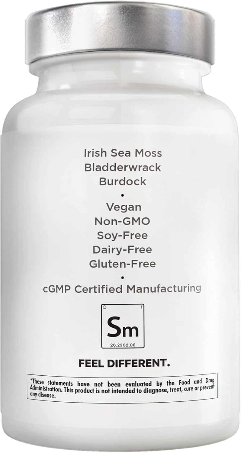 Amen Sea Moss Supplement - 1000mg Organic Irish Sea Moss, Bladderwrack, Burdock - Vitamin C, Aloe Vera, Black Pepper - Seaweed Superfood, Vitamins, Minerals, and Antioxidants - Non-GMO - 90 Capsules Infinity Warehouse