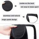 100% Human Hair Ponytail Extensions 14 Inches Wrap Around Human Hair Ponytail With Comb Clip in One Piece Pony Tail Hairpiece Long Straight Silky For Women