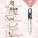 Portable Beauty Equipment With Home Usage, USB Charging, 30 Replaceable Needles, 9 Levels Adjustable, Silver AMZGIRL