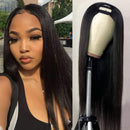 Nvnvdij U Part Wigs Straight Brazilian Virgin Human Hair 2''x 4'' U Shape Glueless Wigs 150% Density Natural Black With Straps Combs For Black Women(16inch ,Straight Wig) Nvnvdij