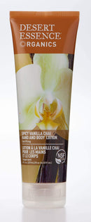 Desert Essence Spicy Vanilla Chai Hand & Body Lotion - 8 Fl Ounce - Uplifting - Smoothes & Softens Skin - No Greasy Residue - Aloe Vera - Shea Butter - Vitamin E Desert Essence
