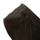 Sassina Real Remy Human Hair Halo Extensions for Full Head, with Invisible Fish Line, Dark Brown