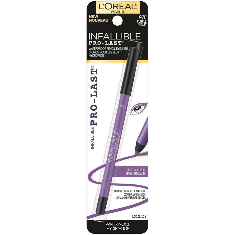 L'Oreal Paris Makeup Infallible Pro-Last Pencil Eyeliner, Waterproof and Smudge-Resistant, Glides on Easily to Create any Look, Purple, 0.042 Oz. L'Oreal Paris