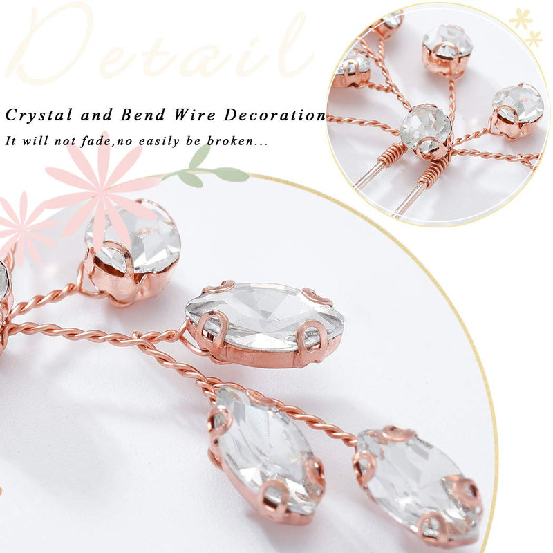Yean Rhinestone Bridal Hair Pins Crystal Wedding Hair Piece Fashion Hair Accessories for Women and Girls (Rose gold) Yean