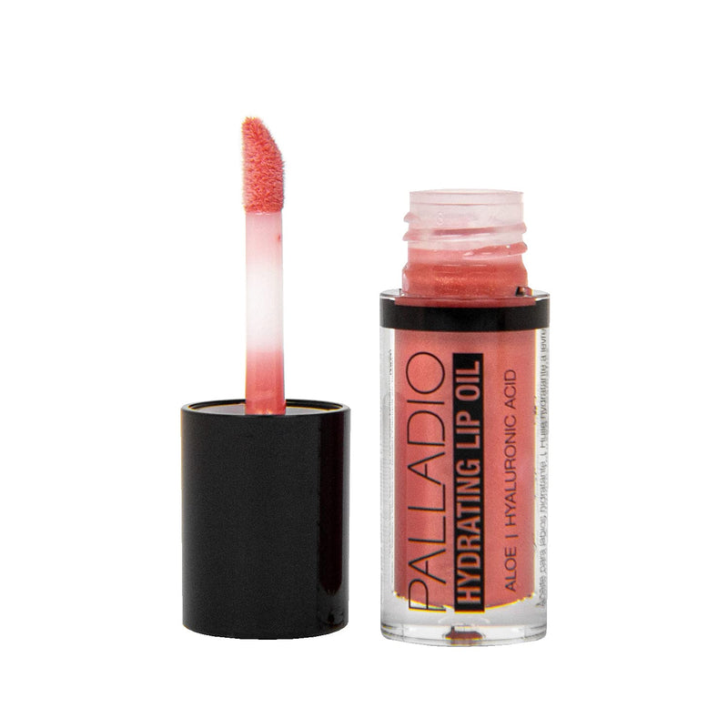 Palladio Hydrating Lip Oil Infused with Hyaluronic Acid, Non-Sticky Formula, Subtle shine with tinted sheer color, liquid lipstick, locks in moisture to prevent chapped lips, Vegan & Cruelty-Free | 0.13 Oz. (FLY) Palladio