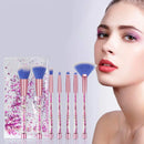 Makeup Brushes, 7PCS Glitter Quicksand Handle Makeup Brush Set for Foundation Powder Blush Eyeshadow with Case Beautiful Pink Purple Cosmetic Brushes G-Texnik