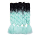 Ombre Jumbo Braiding Hair 24 inch Jumbo Braid Hair Extensions Jumbo Box Braids Crochet Hair Long for Women Kids DIY High Temperature Synthetic Fiber 2 Tones Black+ Light Green 5 Bundles Benehair