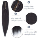 100% Remy Human Hair Ponytail Extension One Piece Claw/Jaw Clip Ponytail Hairpiece Clip In Pony Tail Extensions For Girl Lady Women Long Straight