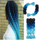 Ombre 24 inch Jumbo Braid Hair Extensions Jumbo Box Braids Crochet Hair Long for Women Kids DIY High Temperature Synthetic Fiber 3 Tones Black+ Dark Blue+ Light Blue 5 Bundles Valentines Gift Party Benehair