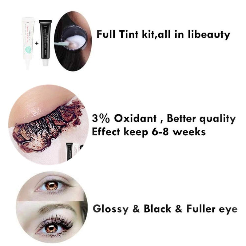 Black Lash Tint Kit, Keratin Black Eyelash Dye and Eyebrow Tint, 6 Week Voluminous Brow Tint, Tinting Look For Lash Perm/Lift/Lamination Treatment (Black Eyelash Tint Kit Only) Libeauty