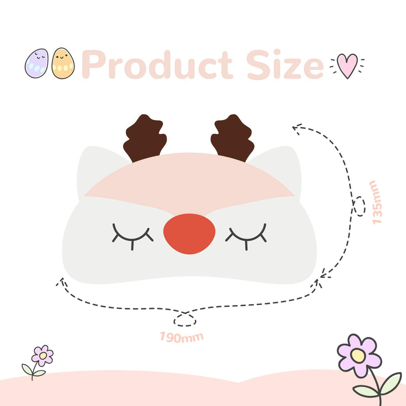 Cute Sleep Mask - Soft and Comfortable Animal Plush Blindfold Eye Cover for Kids Girls Women, Great Eyeshade for Travel, Shift Work, Meditation, Washable(White Deer) H HOMEWINS