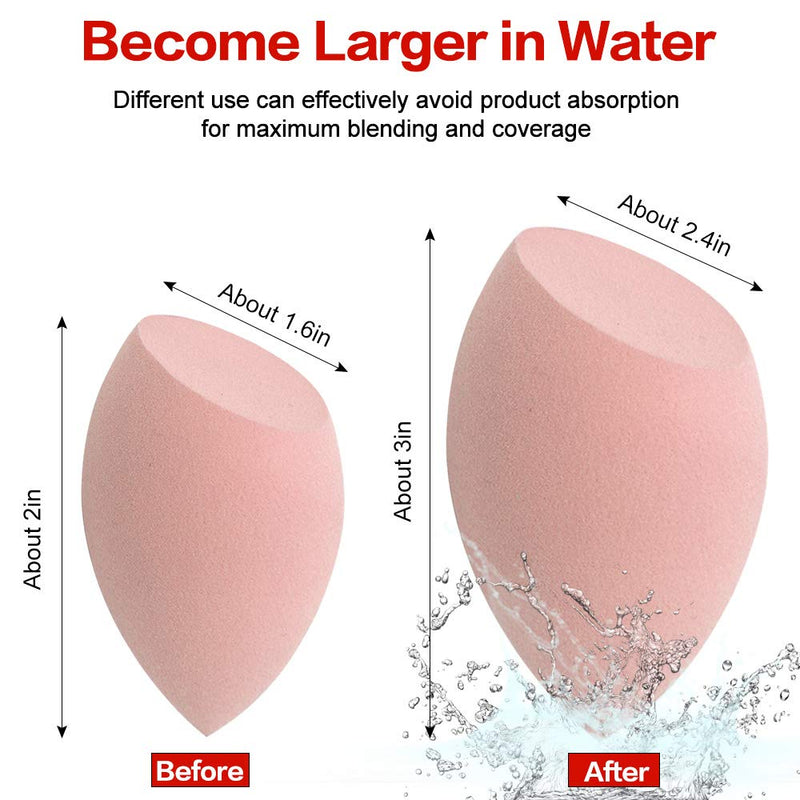 3pcs Beauty Makeup Sponges set for Dry & Wet Use - Foundation Blending Sponge for Concealer Blush Powder, Multi-color Blender Sponges (3pcs - Multi-colored A) KNEEDARKYEAR