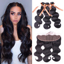 ALLRUN Body Wave Bundles With Frontal 100% Unprocessed Human Hair 3 Bundles With 13x4 Ear to Ear Lace Frontal with Baby Hair (10 12 14+10 Inch) ALLRUN Store