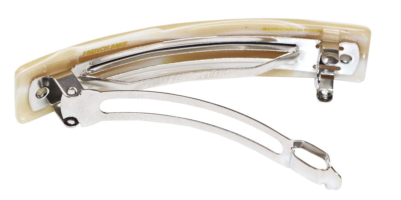 French Amie Oblong Handmade 3.5" Celluloid Automatic Hair Clip Barrette French Hair Clip for Girls Strong Hold Hair Clips for Women No Slip Durable Paris Hair Accessories, Made in France (Cream Nouget) French Amie