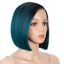 DÉBUT Lace Front Wigs for Black Women Bob Wigs for White Women Synthetic Hair 9.5" 120g Natural Straight Swiss Lace Heat Resistant Fibers Half Hand Tied (Simulated Scalp 9.5", 1B) DÉBUT