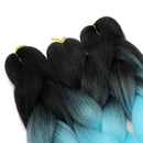 African Jumbo Braiding Synthetic Hair African Box Braids Ombre 24 Inch High Temperature Fiber Senegal Twist Braids 100g/pack 2 Tones Black/Light Blue 3 Packs Hairro Store
