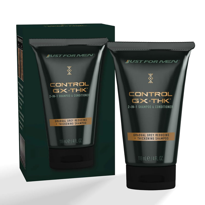 Just for Men Control GX + THK Thickening Shampoo and Conditioner with Grey Reduction, Shampoo for Thinning Hair with Alpha Keratin, Thickens Hair Up to 20%, Works with Every Hair Texture, 4 oz Infinity Warehouse