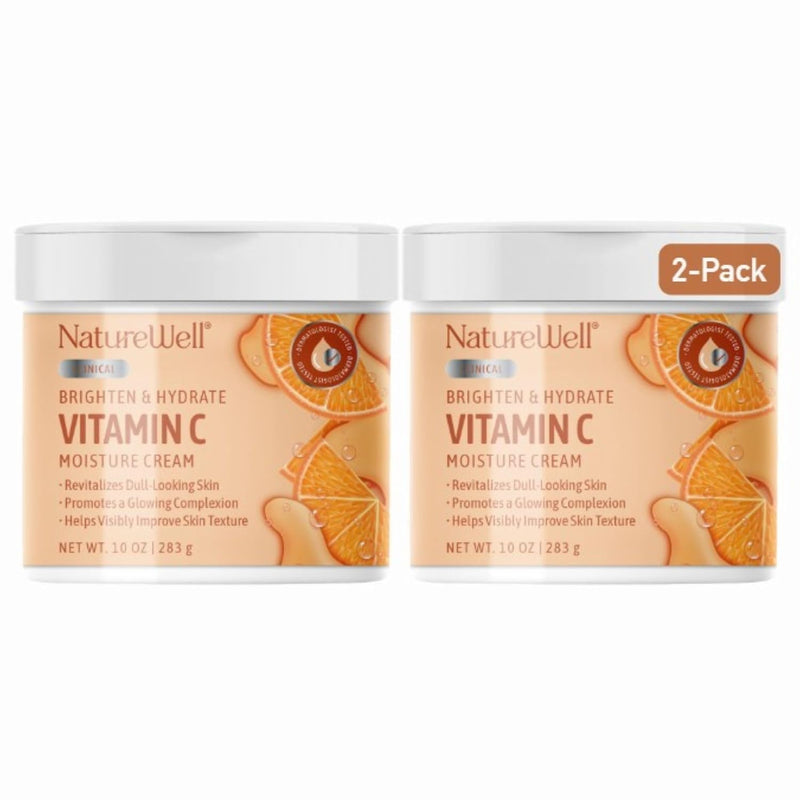 NATURE WELL Clinical Brighten & Hydrate Vitamin C Moisture Cream Skincare for Face, Body & Hands, Revitalizes Dull-Looking Skin, Promotes A Glowing Complexion, Helps Visibly Improve Skin Texture, 16oz Infinity Warehouse