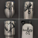 Hair Stylist Decal 4 Pack: Love, Heart, Comb and Scissors, Hair Life (Hairstylist Black, Small ~3.5") Slaced