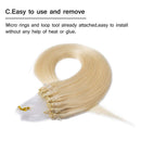 Loop Remy Hair Extensions Human Hair Silicone Micro Ring Beads Stick Tipped Hair Fish Line Link Hairpieces Hand Tied 1g/Strand 50 Individual Strands 50g Highlight 18 Inch