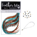 Feather Hair Extensions, 100% Real Rooster Feathers, Long Natural Colors (NBT Striped Kit) Feather Lily