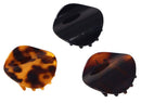 Parcelona French Onde Tortoise Shell Black and Savana Small 2” Celluloid Set of 3 Round Side Slide In Secure Grip Hair Claw for Women and Girls Parcelona