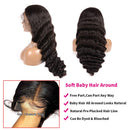 Aibei Hair 16 Inch 100% Unprocessed Pure Natural Color Brazilian Loose Deep Wave 4X4 Lace Front Human Hair Wigs For Black Women With Baby Hair 150% Density Pre Plucked Lace Wigs 10A Virgin Hair Aibei Hair