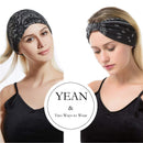 Yean Boho Wide Headbands Black Stretch Hair Bands Elastic Turbans Stylish Head Wraps for Women and Girls (Pack of 4) (Boho) Yean