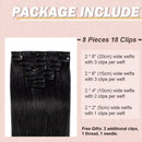 Hairro Clip in Hair Extensions 100% Human Hair 8 Inch Thin Short Straight Human Hair Clip on Hairpieces Jet Black 45g Machine Weft 8pcs 18 Clips for Women